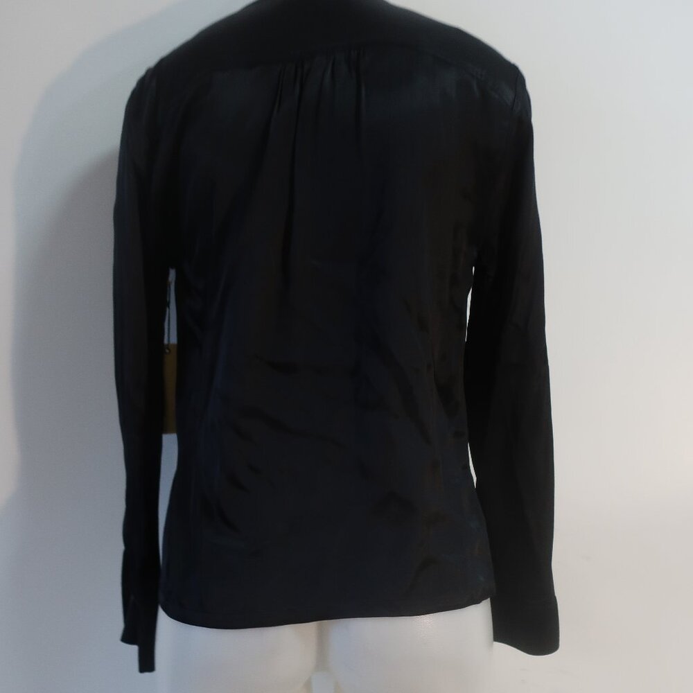 NWT Womens Nation LTD Black (Item-35) Ella Satin Cut Away Henley Satin Blouse XS - Picture 13 of 13